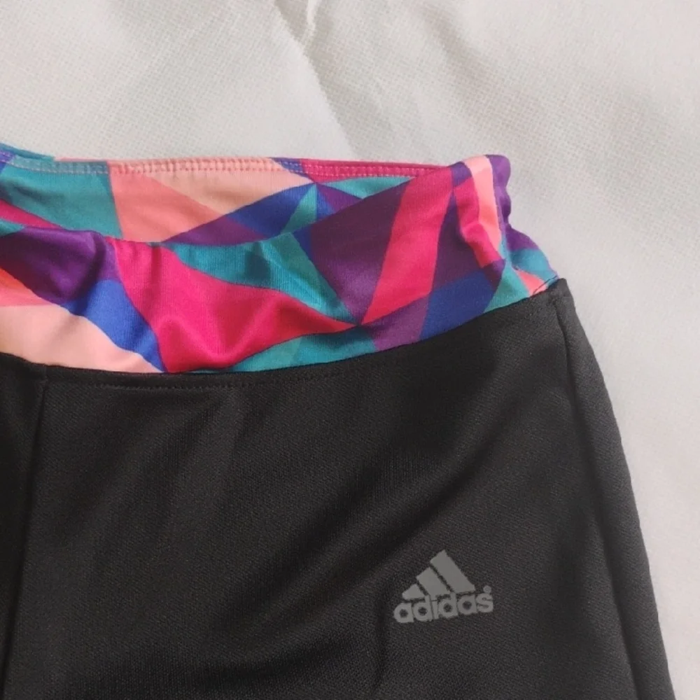 Adidas Black Multi Color Band Activewear Performance Sporty Athletic Pants YOUTH